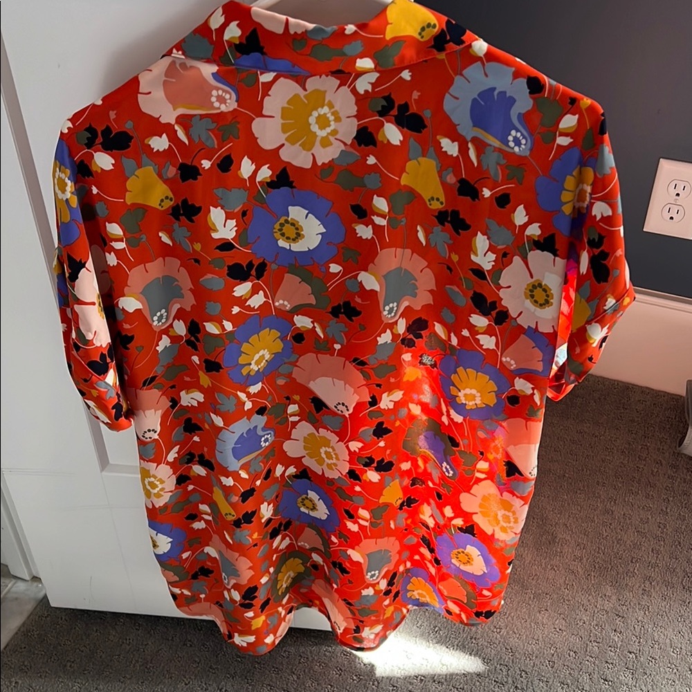 CAbi Orange and Blue Blouse Vibrant Pattern - Picture 4 of 4